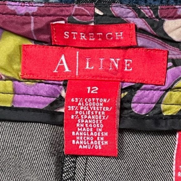 A Line Women's Stretch Straight Leg Black Denim Look Pants Lightweight Size 12 - Picture 10 of 12